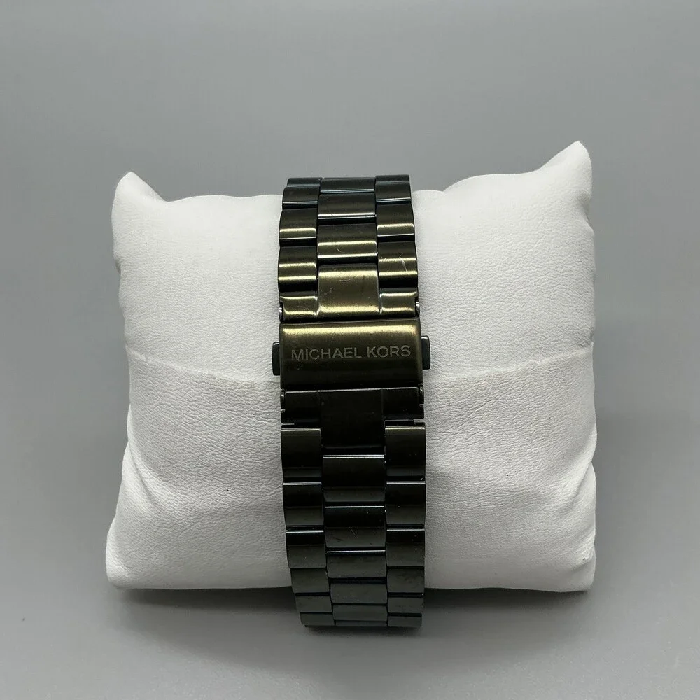 Michael Kors Mens Watch 44mm Black Dial Stainless Steel MK-8715 New Battery 8.5